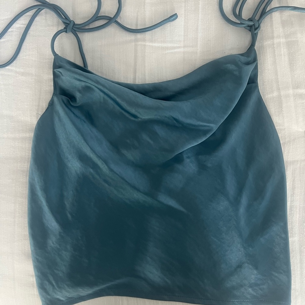 Blue Silky Princess Polly Top